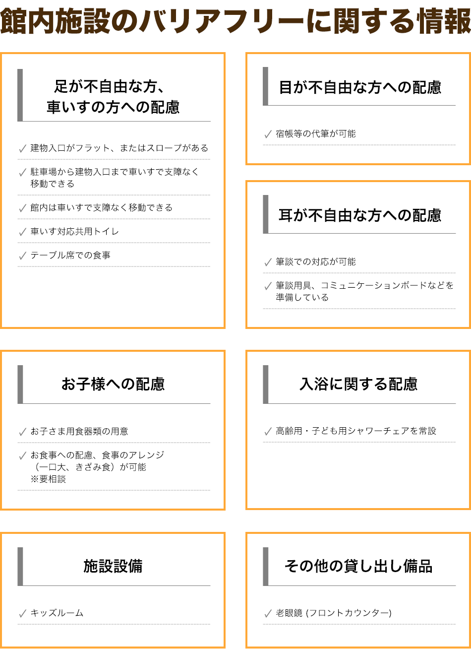 しまなみ温泉 喜助の湯 / 喜助の宿　バリアフリー対応に関するご案内